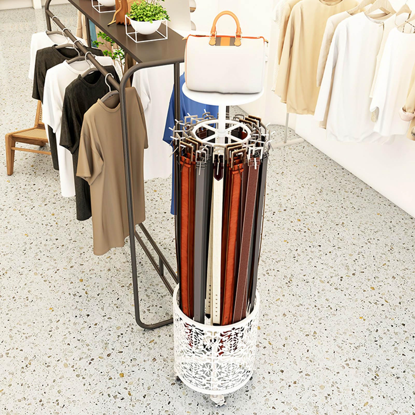 SXYKXYDL Floor Standing Jewelry Display Stand - Pivoting Metal Organizer for Retail Store and Closet