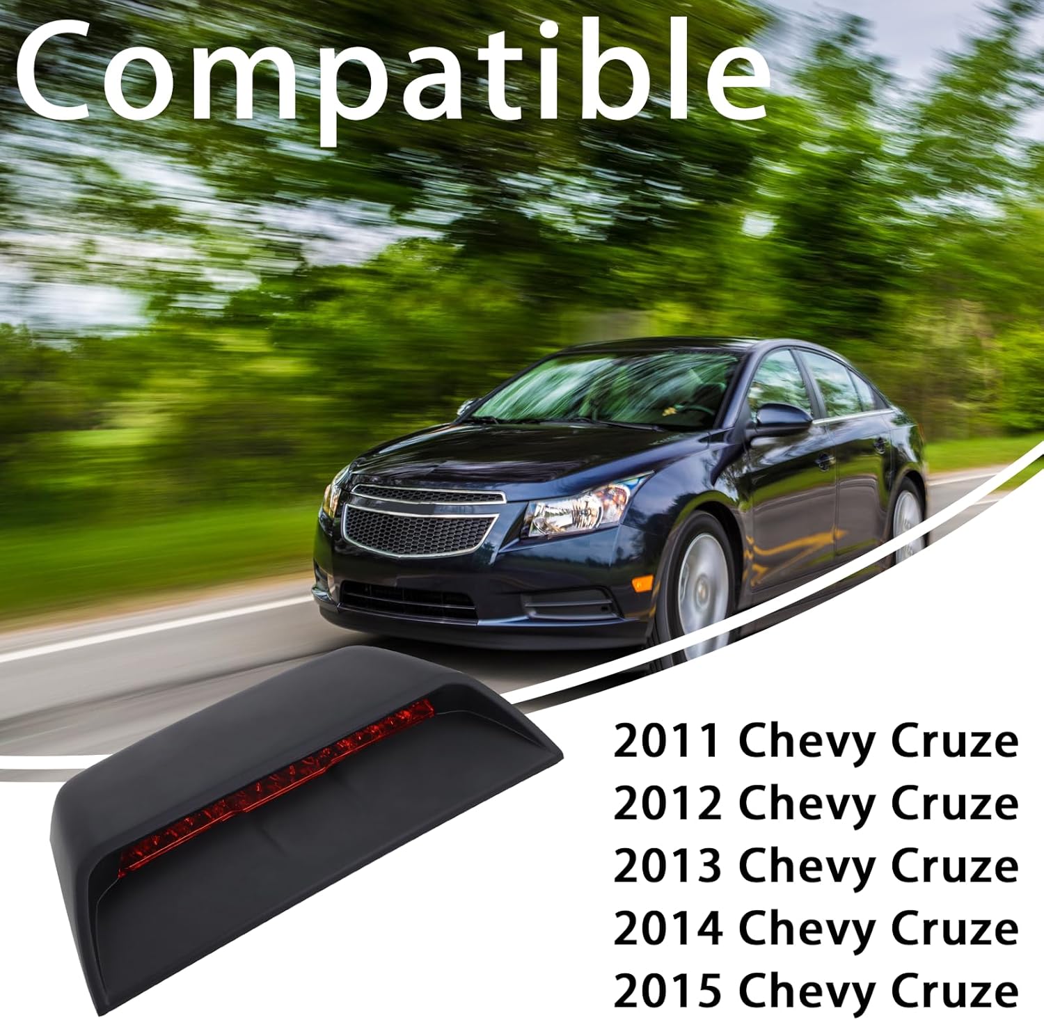 3rd Brake Light Rear Center High Mount Stop Light 3rd Lamp Compatible With 2011 2012 2013 2014 2015 Chevy Cruze Replace#96836551