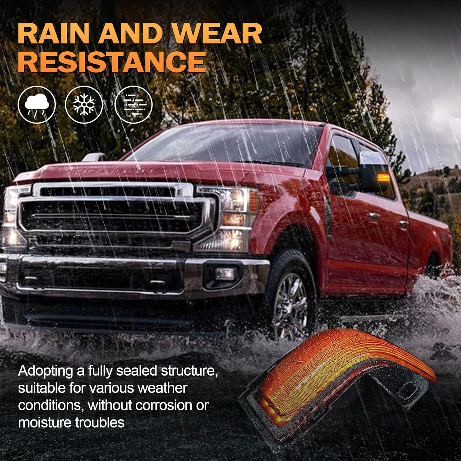 [2pcs] Side Mirror Marker Running & Turn Signal Lights for Ford F150 F250 F350 F450 F550 Super Duty 2017 2018 2019 2020 2021 2022 2023, LED Sequential Switchback Tow Lamps