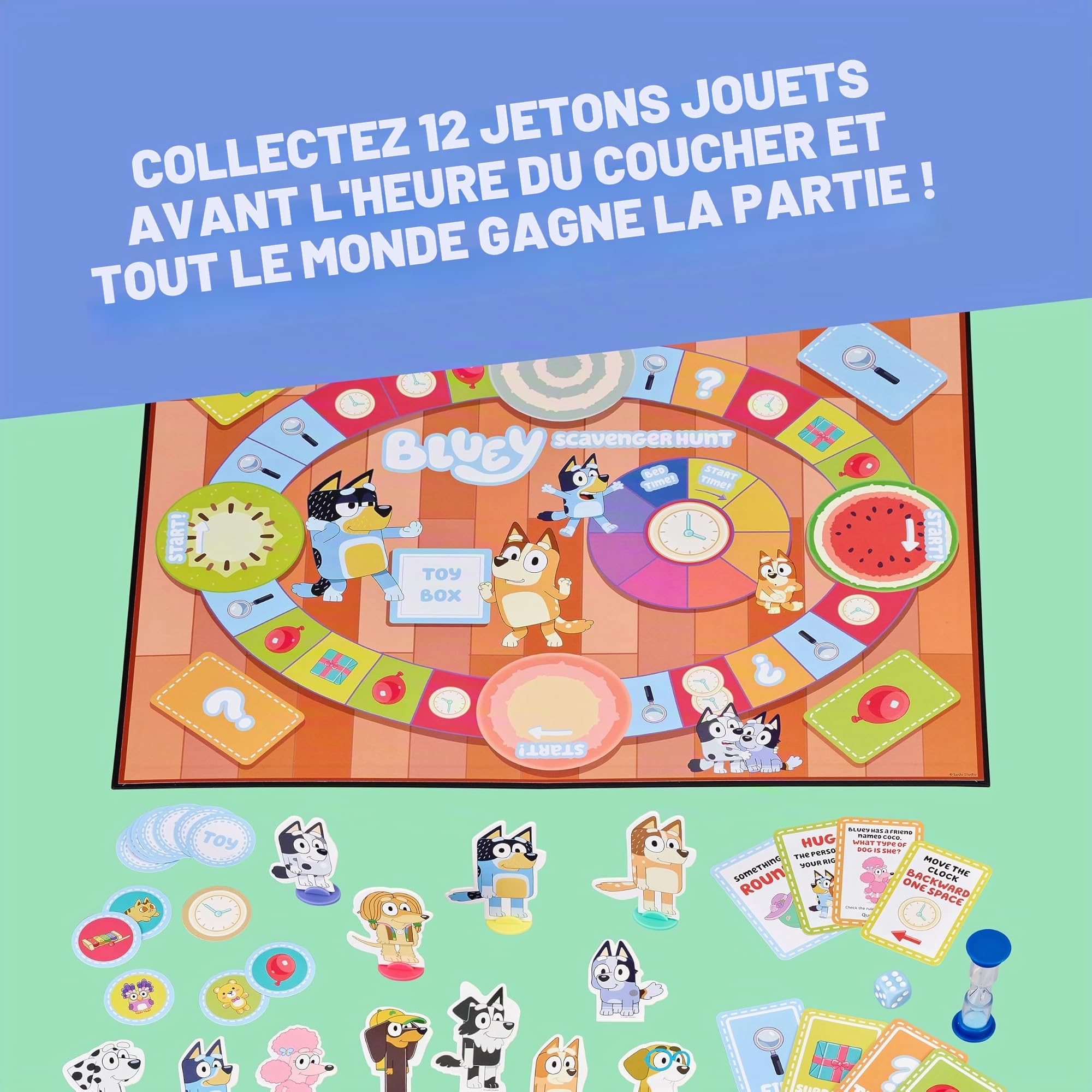 Bluey Scavenger Hunt Jeu de société Officiel pour 2 à 4 Joueurs