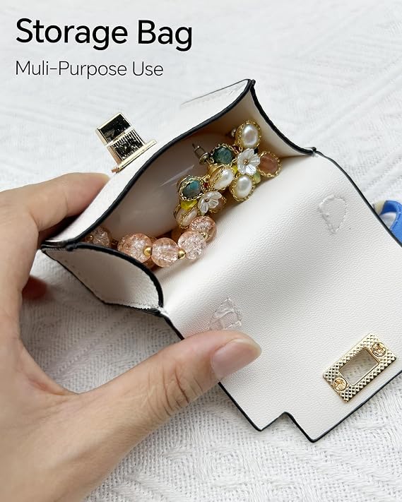 2 pack Mini Backpack Keychain PU Leather Tiny Bags for Purse Pocket Lipstick Bag Card Holder Data Cable Organizer Pouch Orange White (Orange + Black)