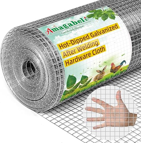 Amagabeli JW005 - Tela de hardware de calibre 19 de 36 pulgadas x 50 pies galvanizada después de soldar rollos de malla cuadrada de pollo de alambre