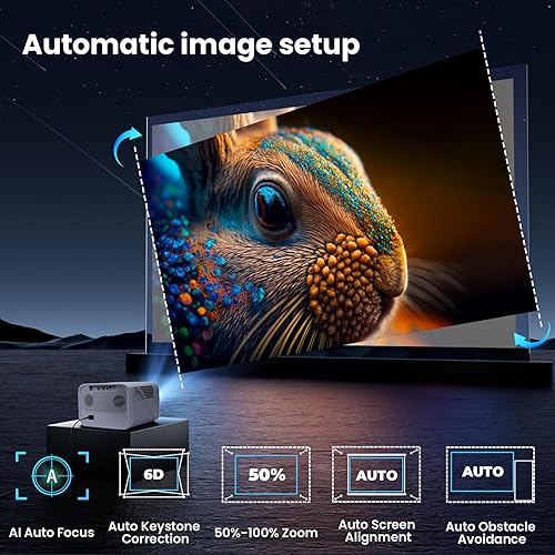 Miniatura 3 de [Google TV oficial] Proyector inteligente 4K compatible con WiFi y Bluetooth, proyector de cine al aire libre con enfoque automático, proyector de