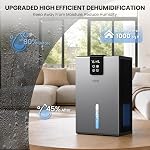 PSOS Dehumidifier, 98 OZ Water Tank, Dehumidifier for Home 1000Sq.Ft Quiet Dehumidifiers for Basement, Bedroom, Bathroom, RV with Humidity Display, Auto Shut Off, Relaxing 7 Color Ambient Light(Gray)
