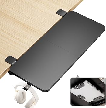 PEGZONE Desk Extender Tray, 28" x 12", with Laptop Holder, Large, Black