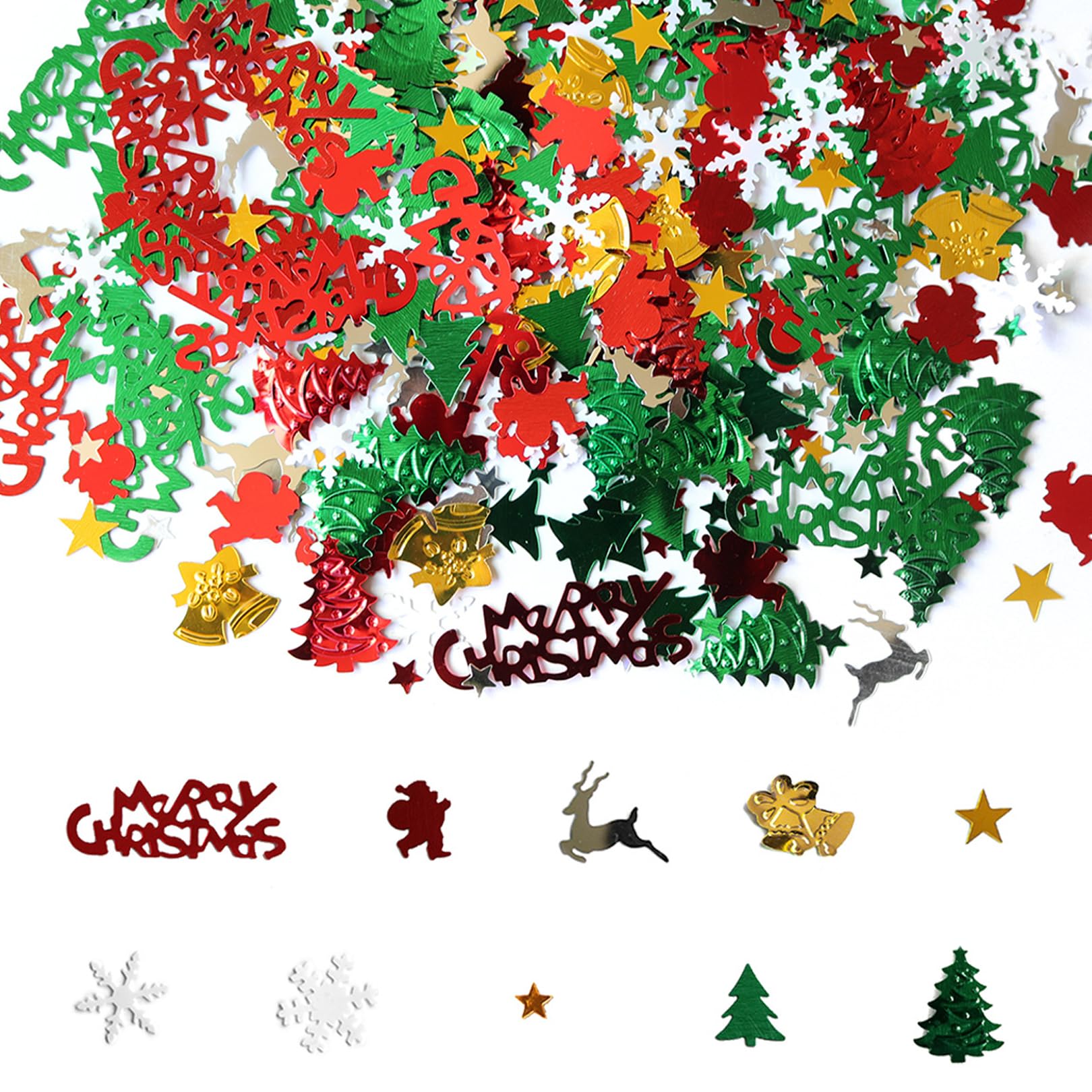 Weihnachts-Konfetti – 30 G, Bunt, Mit Schneeflocken, Rentieren & Weihnachtsmännern, Für Tischdeko, Feiern & Bastelprojekte
