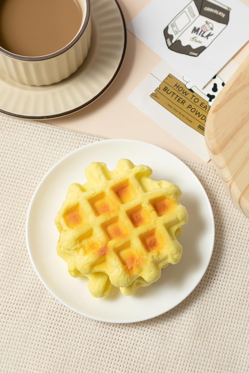 Delightful Bread Squishies - Double Waffle - Realistic Slow Rising Fidget Toy, Scented Stress Relief, Birthday Gift & Fun Restaurant Decor, Safe PU Material for Endless Squeezable Joy!