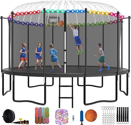 Tranpoline - Tranpoline de 16 pies, 15 pies, 14 pies, 12 pies, 10 pies, 8 pies, tranpolina para niños y adultos, 1500 libras Tranpoline con aro de