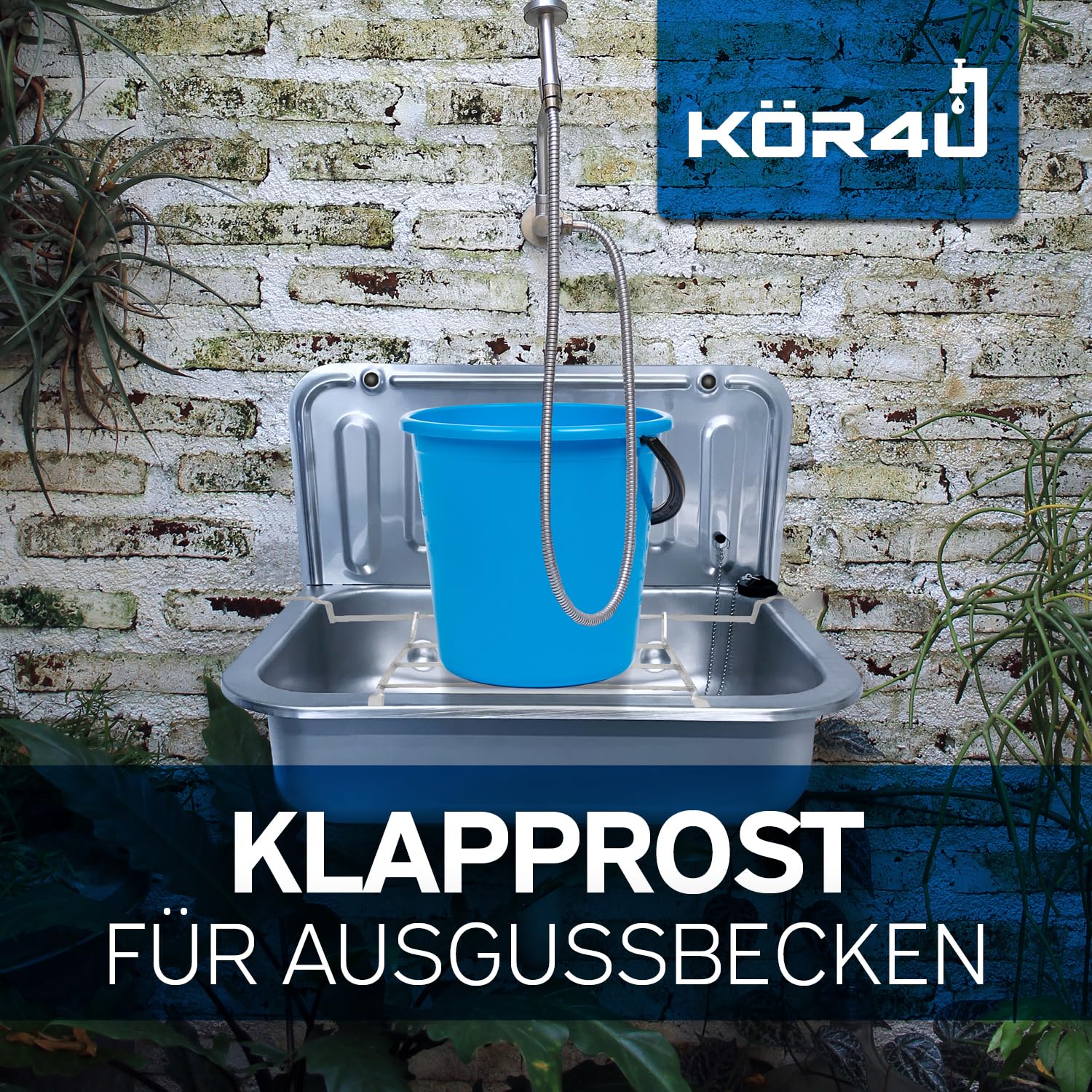 kör4u Soporte plegable para fregadero de 50 cm, de aluminio, para sótano, lavadero, jardín, garaje y fregadero