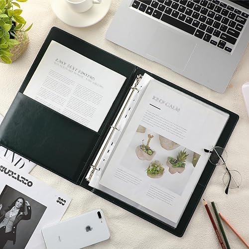 Miniatura 6 de Fulmoon 6 carpetas vintage de piel sintética de 3 anillos con tapa dura, carpeta organizadora de cartera, carpeta de 3 anillos de 1 pulgada, tamaño