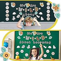 Vista 5 de Ctosree Juego de 134 tablones de anuncios de Safari We are Wild About Learning con cuentas de madera de flores de hojas dulces, recortes