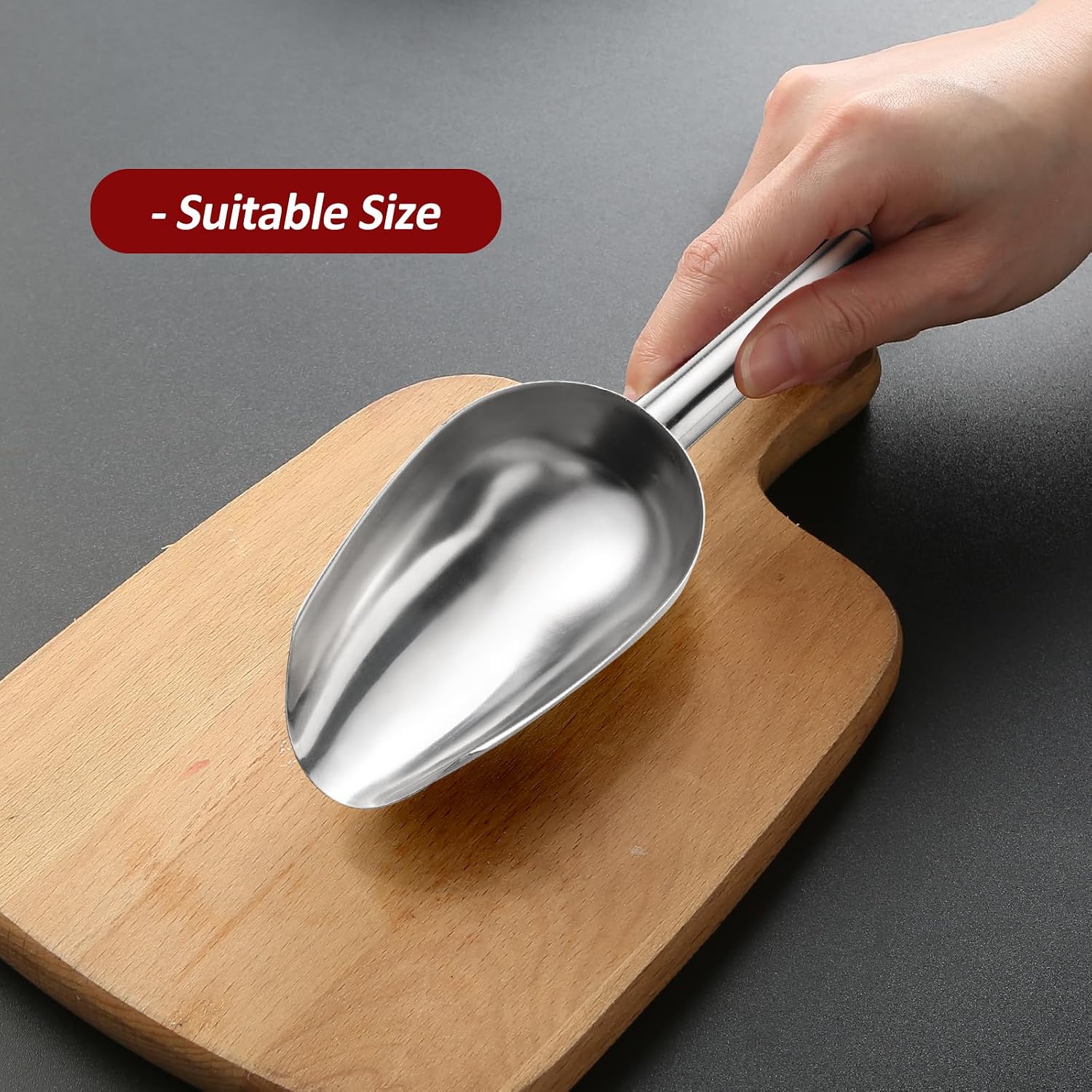 8 Pack 6 Ounce Stainless Steel Ice Scoop Small Metal Candy Scoop Mini Ice Cube Scoop Little Sugar Cream Scoo p for Home Kitchen Food Jars Protein Powders, Coffee, Tea Beans Bar Dessert Buffet Weddings