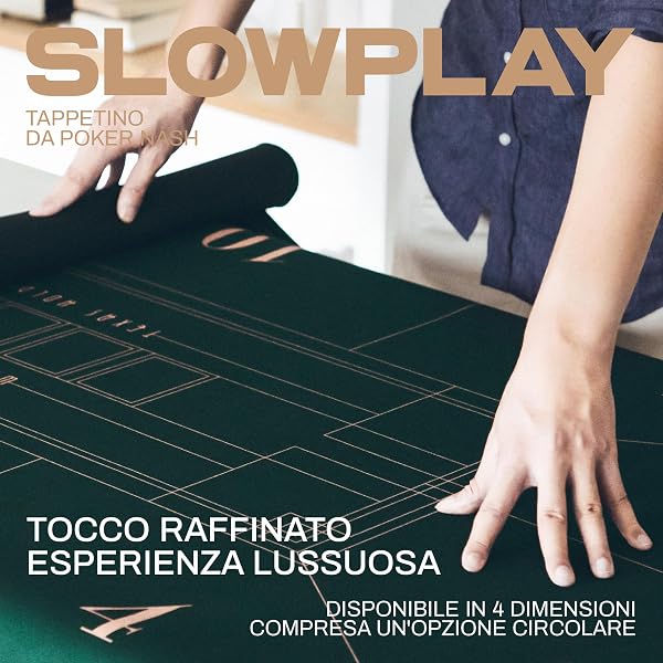 SLOWPLAY Nash Texas Holdem Tappetino da Poker 180 x 90 cm | Panno Portatile | Copritavolo Professionale, Superficie Liscia Pregiata, Riduzione del Rumore (Verde) - 3