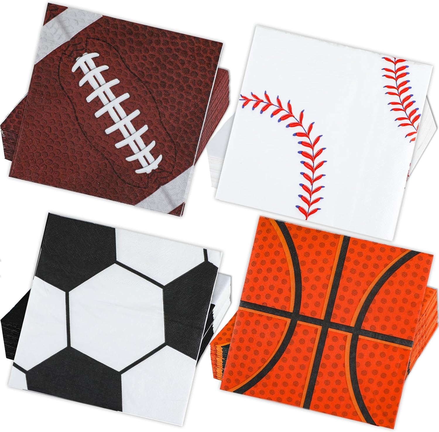 120Pcs Sports Napkins Sports Party Decorations All Star Basketball Football Baseball Soccer Disposable Paper Napkins Table Decor for Boys Birthday Party Supplies