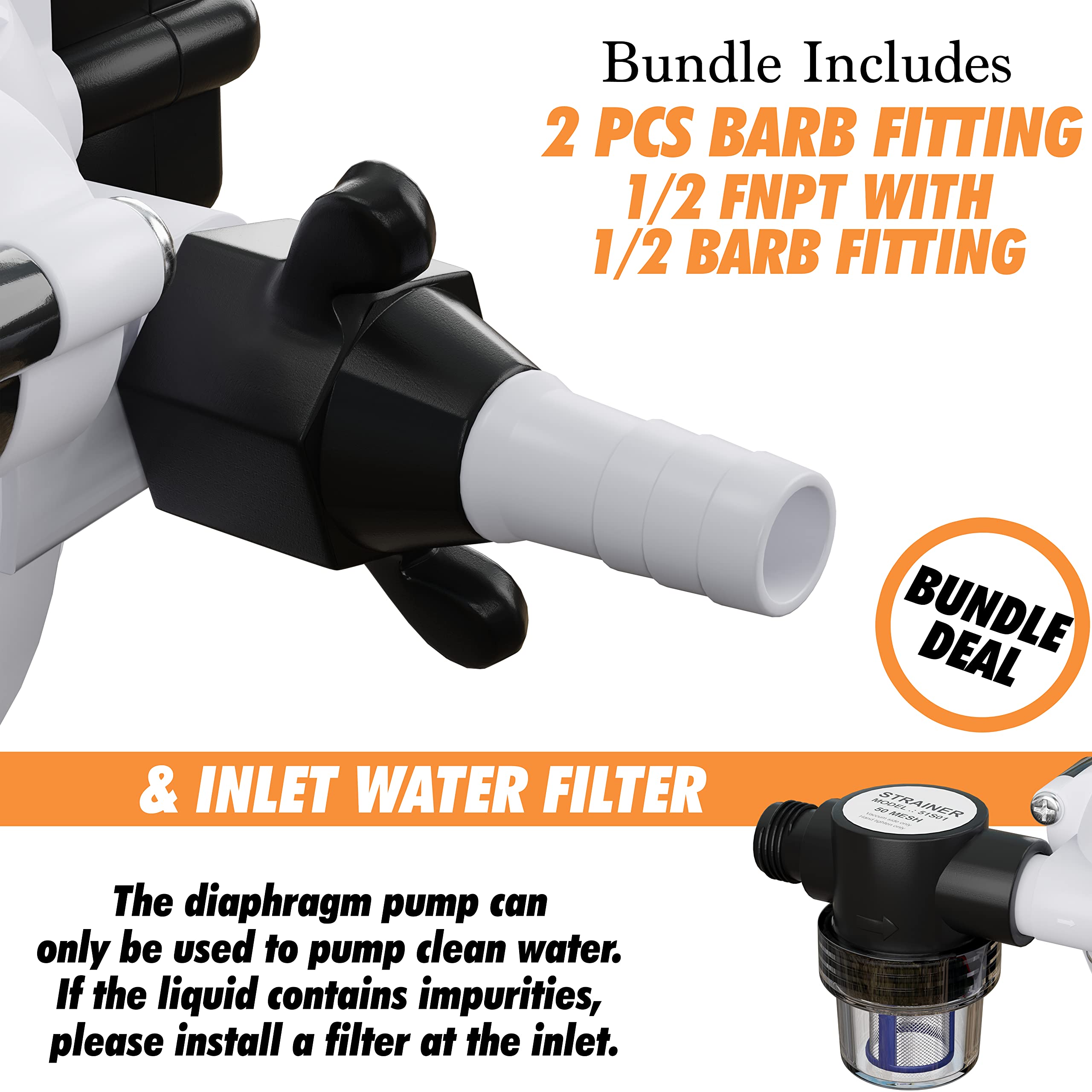 Diaphragm Pump 12V DC, 5.5GPM, 60PSI Water Diaphragm Pressure Pump