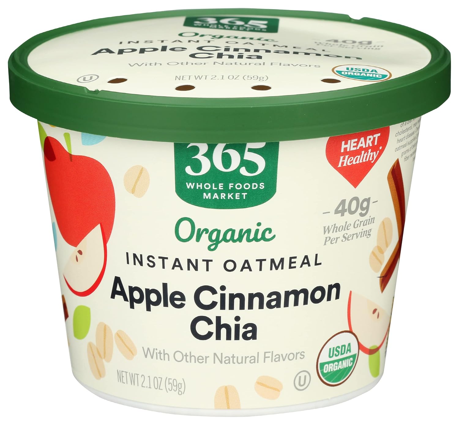 365 by Whole Foods Market, Organic Instant Oatmeal, Apple Cinnamon Chia, 2.1 Ounce