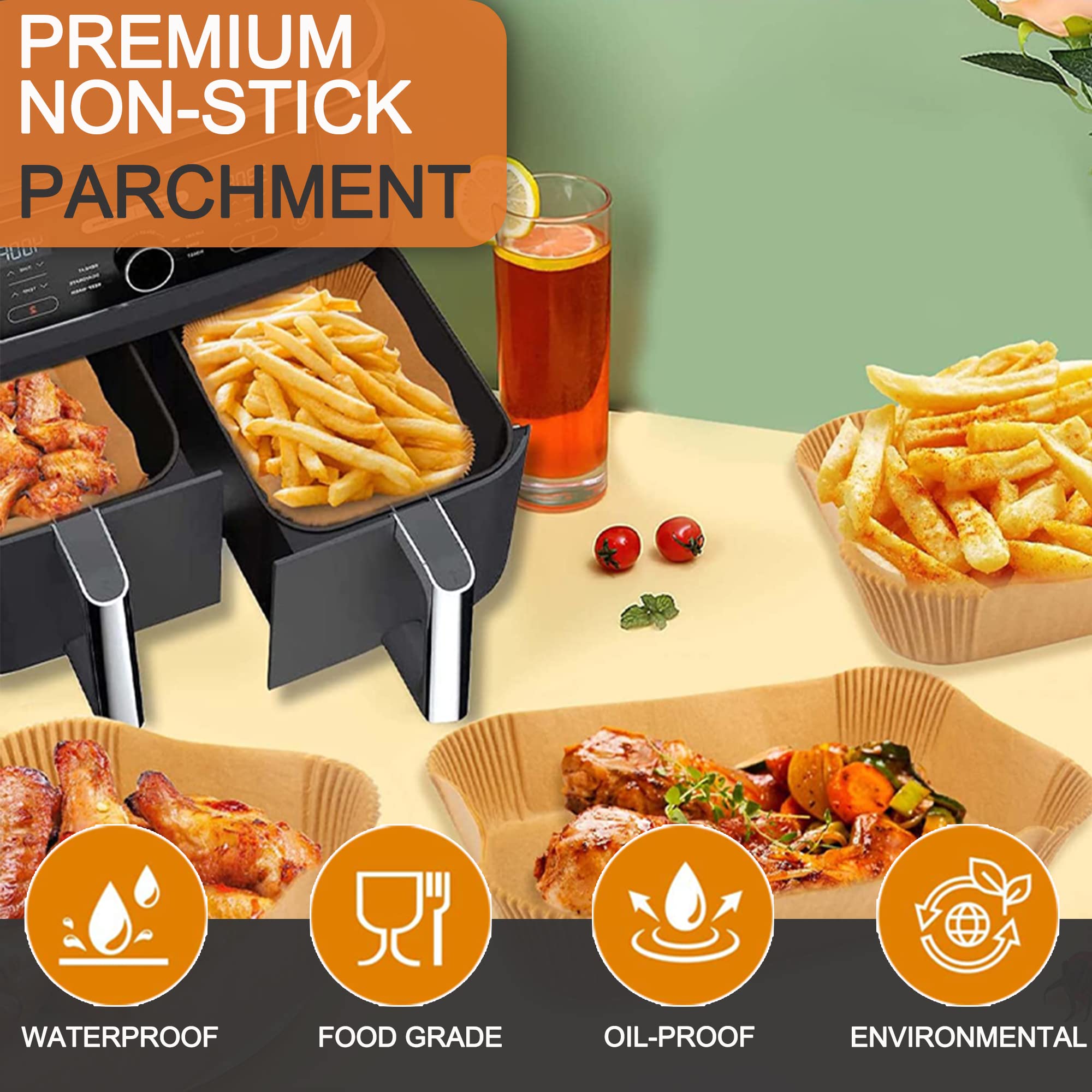 50 PCS DI carta per friggitrice ad aria usa e getta pergamena Quadrata EUR 10,95 - IT