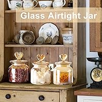 Vista 2 de BigNoseDeer Tarros de vidrio en forma de corazón de 22 onzas con tapa hermética para cocina, recipientes de almacenamiento de alimentos, contenedor