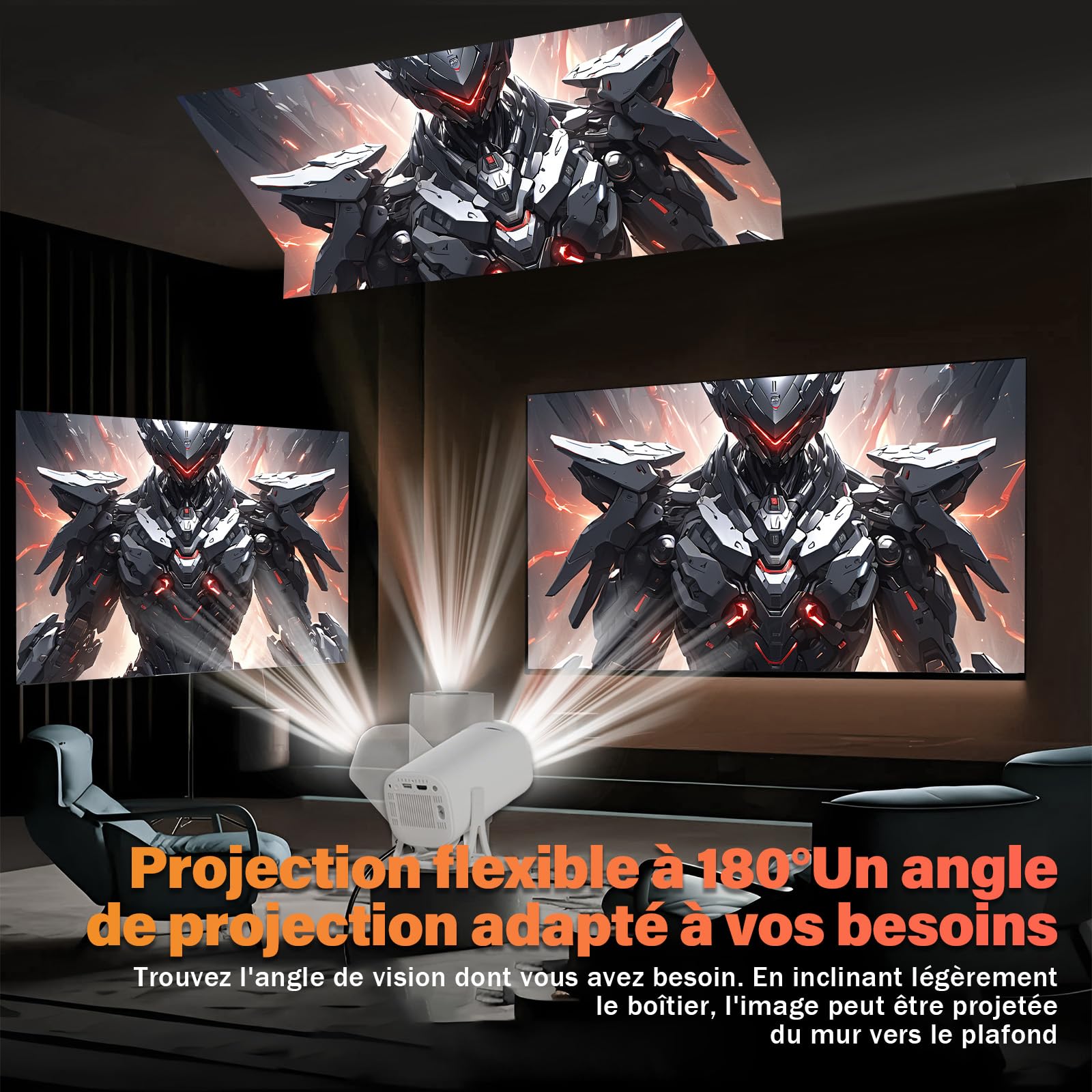 S40 Mini Projecteur Video avec WiFi & Bluetooth,Android 11 Videoprojecteur Portable Rotation de 180°,1024x600P,Retroprojecteur Compatible avec Smartphone/Ordinateurs Portable/TV/Enceinte (160 Lumen)
