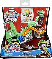 Vista 2 de PAW Patrol Moto Pups Rocky's Deluxe - Vehículo de motocicleta con función de ruedas y figura multicolor, XL