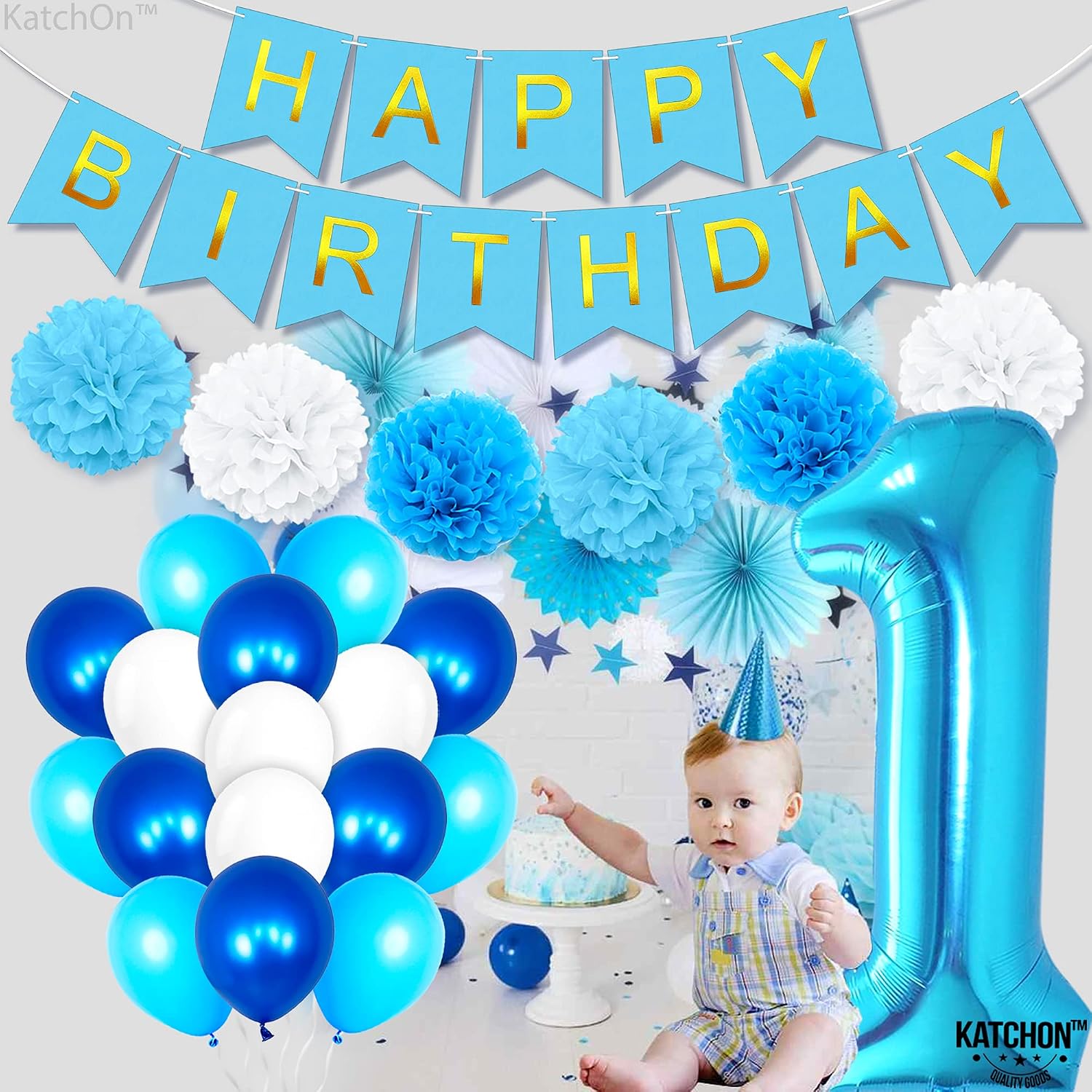 Blue Number 1 Balloon for First Birthday - Large, 40 Inch | Baby Shark Birthday Decorations | 1 Balloons for 1st Birthday | 1st Birthday Decorations for Boys | 1 Balloon for First Birthday Blue