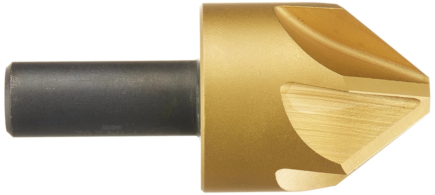 KEO 55032 High-Speed Steel Single-End Countersink, TiN Coated, 6 Flutes, 82 Degree Point Angle, Round Shank, 1/2" Shank Diameter, 1-1/4" Body Diameter