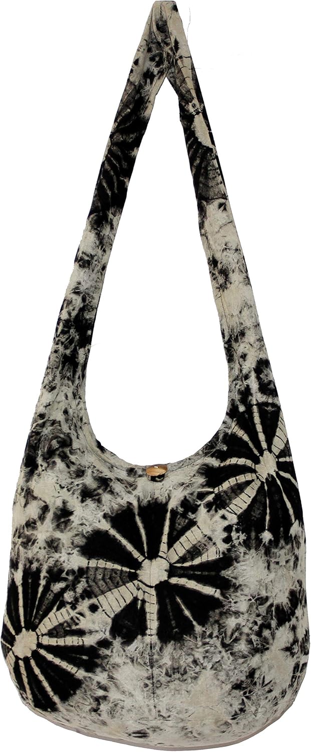 TIE DYE Bohemian Hipster Hobo Boho Hippie Crossbody Bag Purse Black Tone 39″