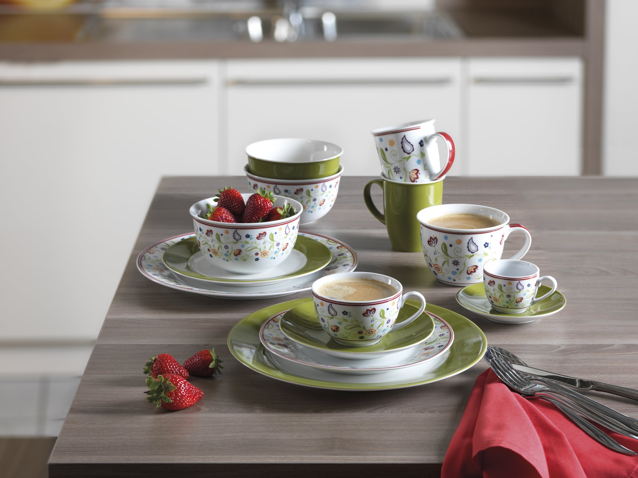 Ritzenhoff & Breker Zastawa stołowa Doppio Shanti, 8-częściowa, zastawa porcelanowa, zielona