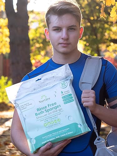 Miniatura 6 de Toallitas de baño de esponja sin enjuague (paquete de 90)  Esponjas extra grandes, gruesas, sin enjuague, sin agua, toallitas desechables para la