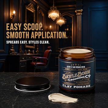 Battle Born Grooming Co Volumizing Hair Clay Pomade, 4 oz