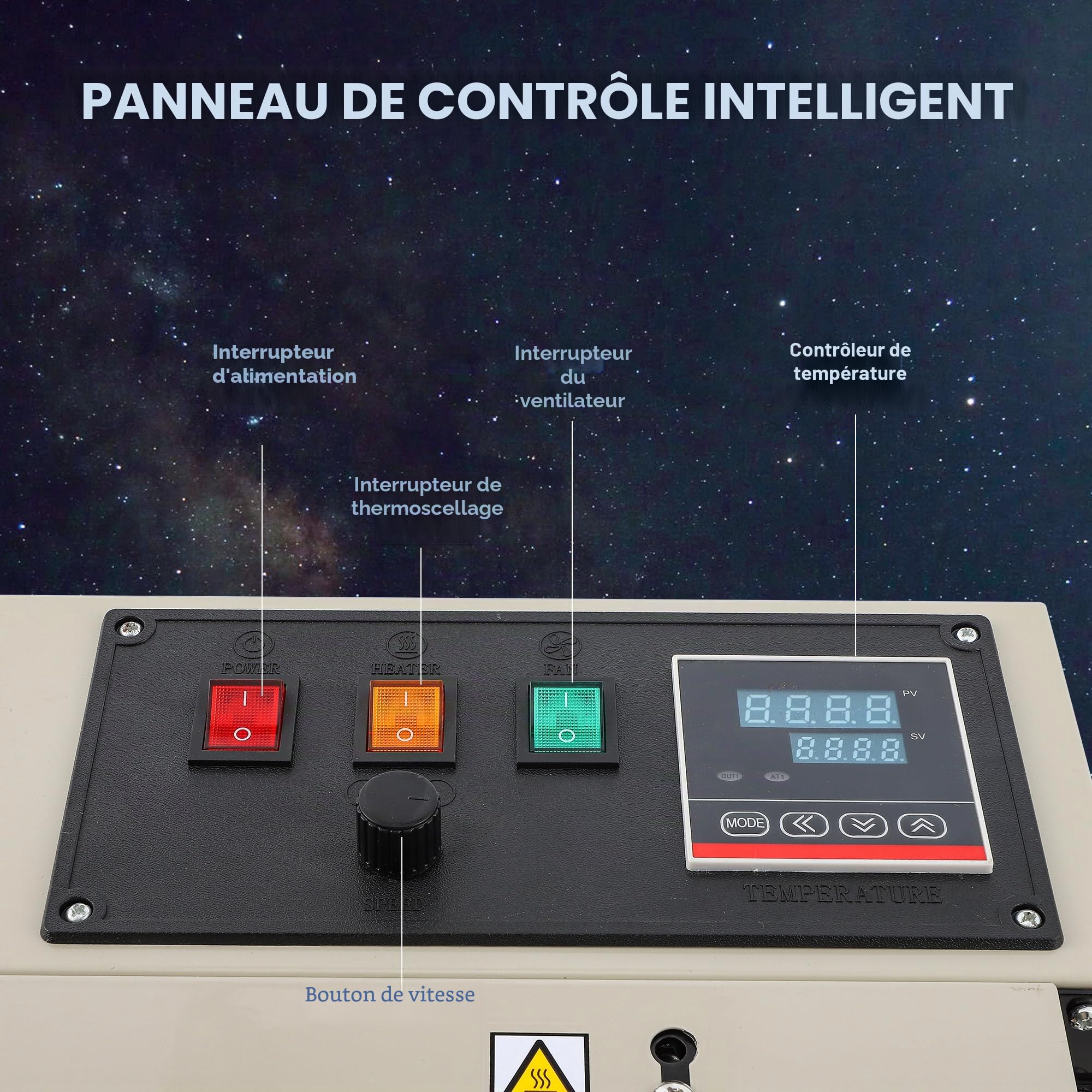 Hanchen Scellant à bande continue 6-12 mm, machine horizontale automatique avec contrôle numérique de température pour emballage domestique-commercial 220 V 600 W