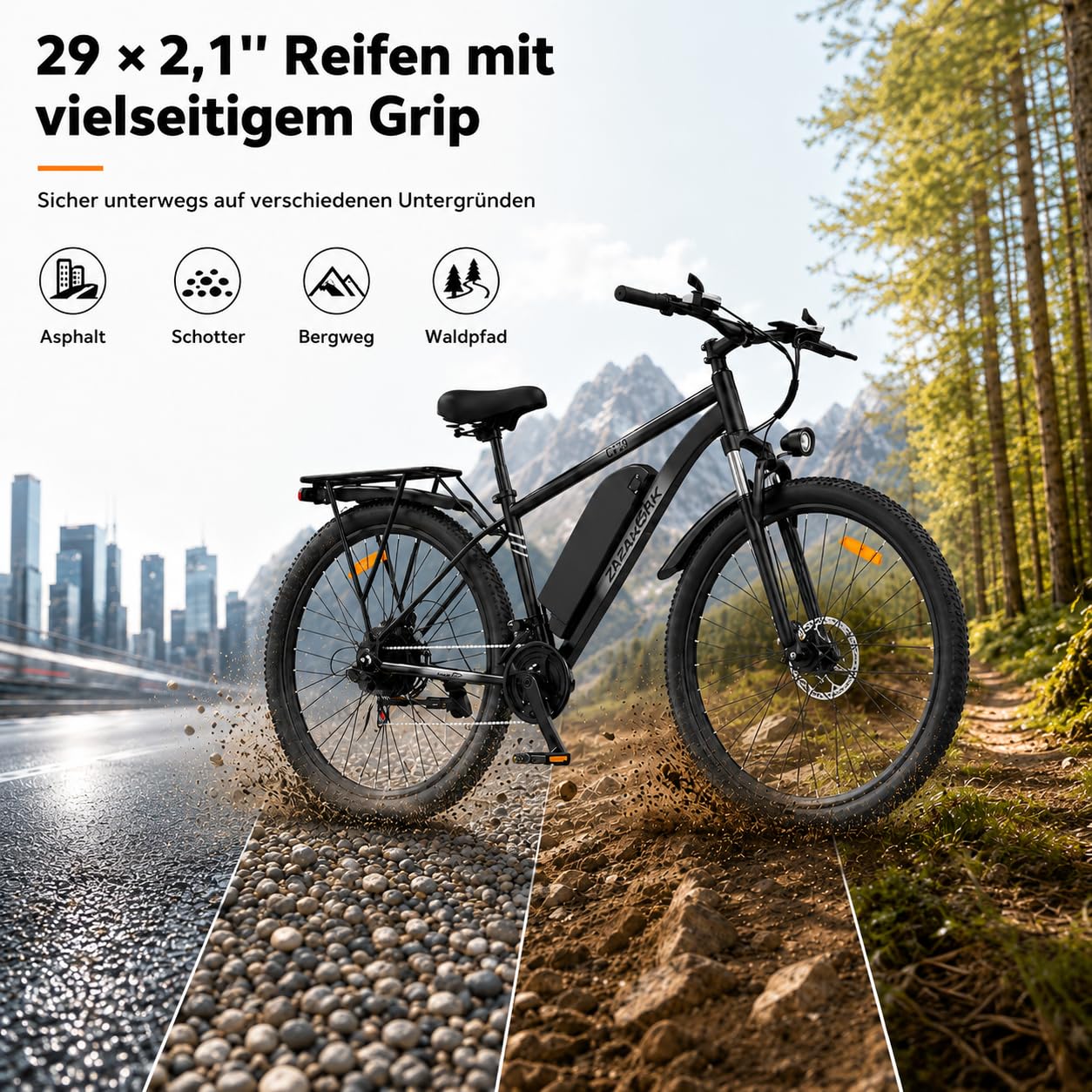 TIGUOWISH C29pro Vélo Électrique Adulte,Batterie Amovible 48V15/18.6Ah,Moteur Tout-Terrain,VTT 21 Vitesses,Frein à Disque hydraulique,Écran LCD Intelligent