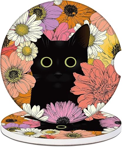 Miniatura 13 de Posavasos para Portavasos de Automóvil - Posavasos de Cerámica Absorbente de Conejo Fresa con Leche, Paquete de 2, Posavasos para Portavasos de