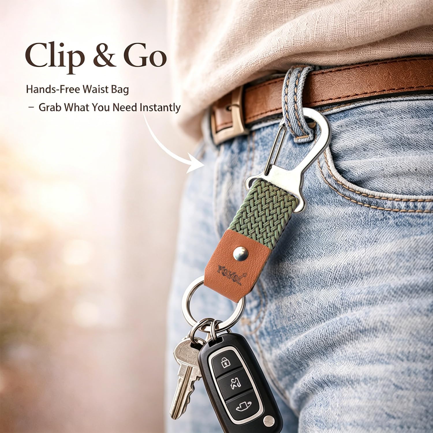 Stainless Steel Keychain, Short Belt Loop Key Clip, Durable Key Organizer for Home use and Car Keys image 3