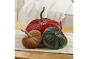 Velvet Punkins with Artificial Pumpkin Stems-Set of 3