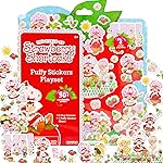 Strawberry Shortcake Puffy Sticker Playset, Cute Puffy Stickers & Double-Sided Play Scene, Sticker Books for Kids, Toddler Activity Book, Kids Activities, Reusable Sticker Book
