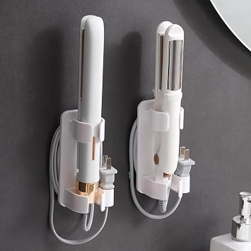 Curling Iron Holder & Wand Storage, Wall Mounted Hot Hair Tool Organizer for Bathroom (4 Pack)