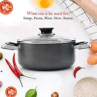 Vista 7 de Alpine Cuisine Olla antiadherente de 2.2 cuartos de galón con tapa de vidrio templado y asas de transporte, utensilios de cocina multiusos, horno