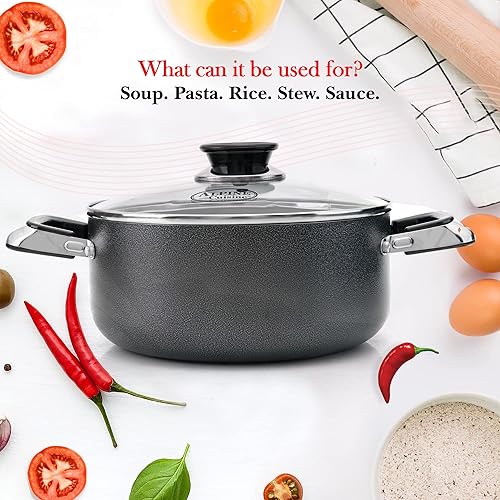 Miniatura 7 de Alpine Cuisine Olla antiadherente de 2.2 cuartos de galón con tapa de vidrio templado y asas de transporte, utensilios de cocina multiusos, horno