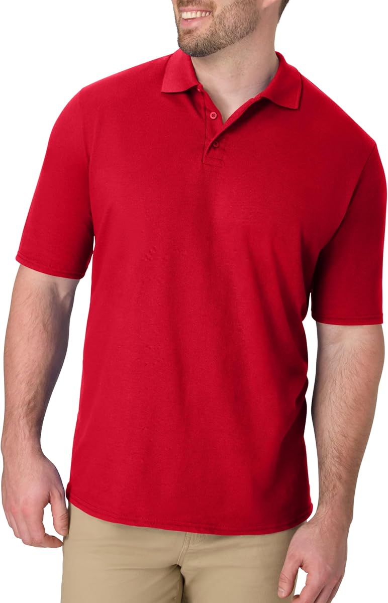 Hanes Polo de manga corta X-Temp para hombre, camisa de peso medio para hombre