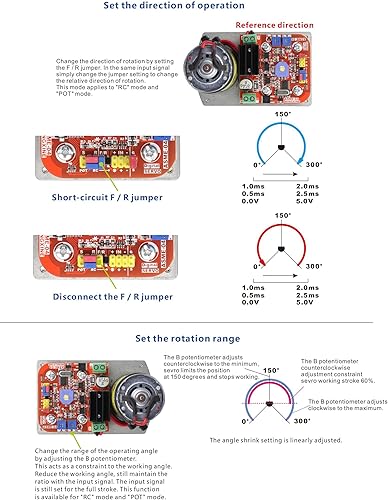 Miniatura 5 de ASME-05B 837.8 lbs.cm RC Servo de alta potencia de alta potencia de alta torsión de 300 grados Servo Dirección Engranaje DC 12-24V Manipulador