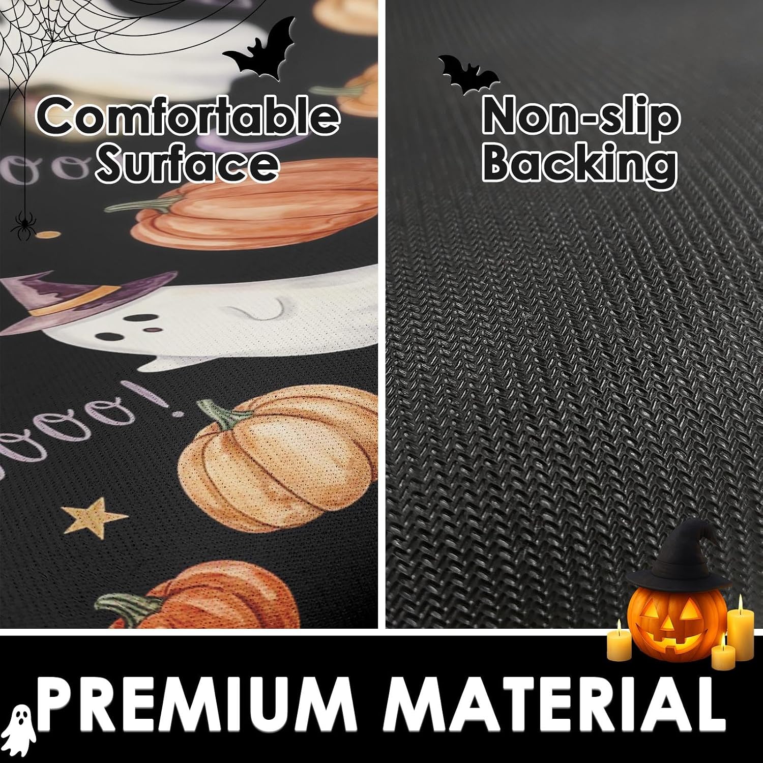 Halloween Bath Mat, 17x30 Inches, Cute Ghost Pumpkin