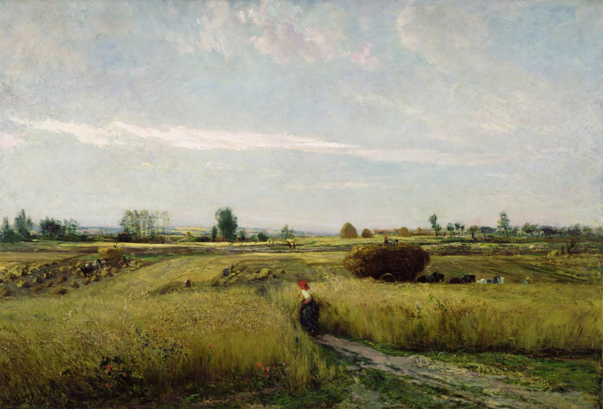 Affiche toile la moisson Daubigny pour grand espace mural