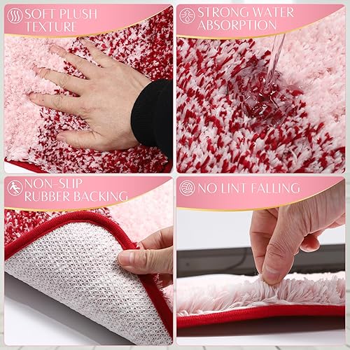 Miniatura 5 de Juego de baño de 32 piezas con cortina de ducha y alfombras, accesorios de baño rosados, juego de cortina de ducha, juego de alfombras de baño con