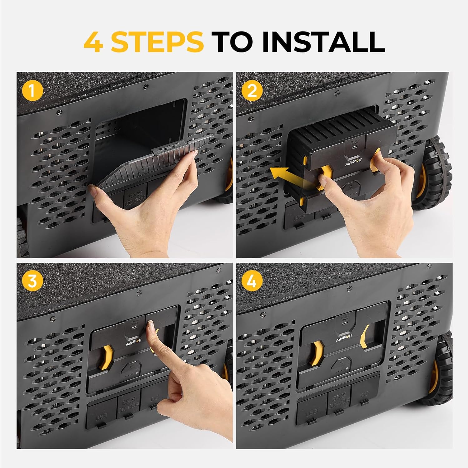 BougeRV 173Wh Detachable Battery, Car Refrigerator Battery for CRD2/Rocky V2.0/CRH Series 12 Volt Refrigerator,12/24V DC and 100-240V AC for Overlanding, Camping, RV, Truck (Adapter not included)