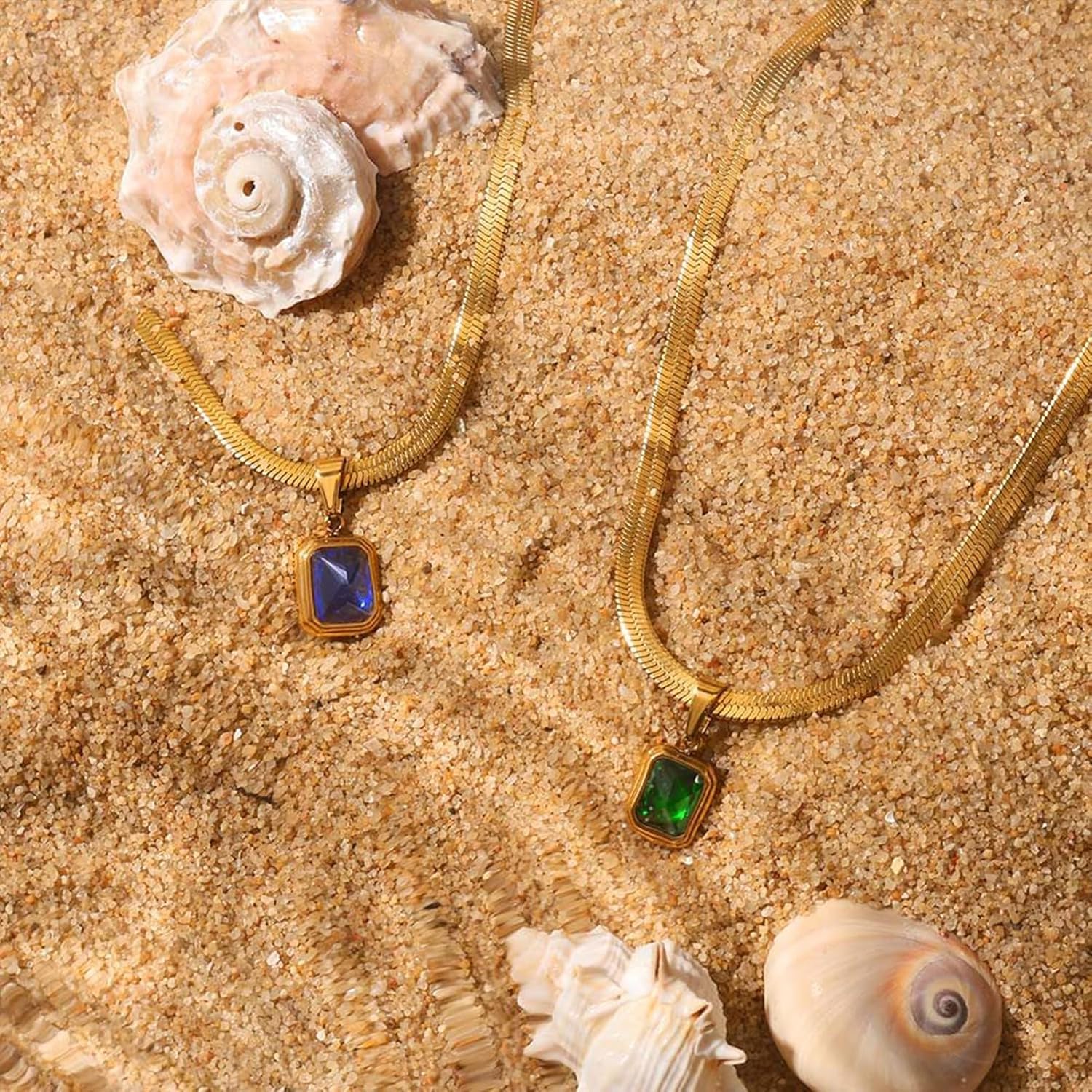 Daffany 14K 金メッキ ヘリンボーン チョーカーネックレス 女性用 変色防止 フラット スネークチェーン ネックレス 宝石