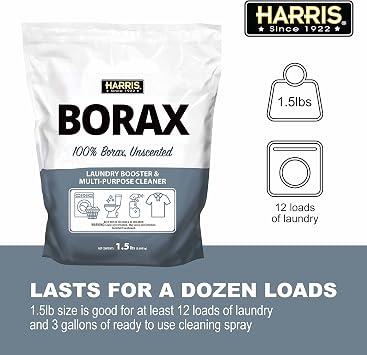 Harris Borax Powder Hard Water Laundry Booster and Powerful Multi-Purpose Cleaner, 1.5lb (Unscented)