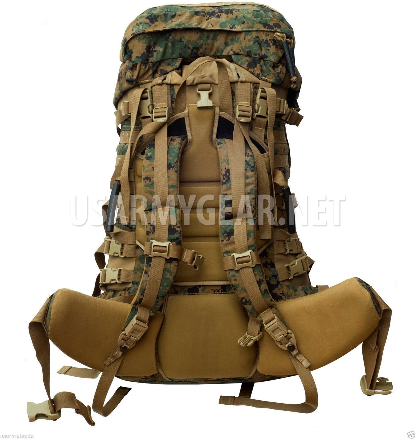 New Genuine Issue GI US Army Military Usmc Gen 2 Marpat Digital Camouflage Tan Woodland Ilbe Main Pack with Lid Belt Shoulder Straps Radio Pouch Complete Surplus Arcyteryx