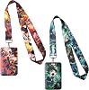 GTOTd Anime Lanyard (2 Pack) with ID Holder for Keys Wallet, Merchandise Keychain Anime Decorations Party Supplies Gifts for Teens