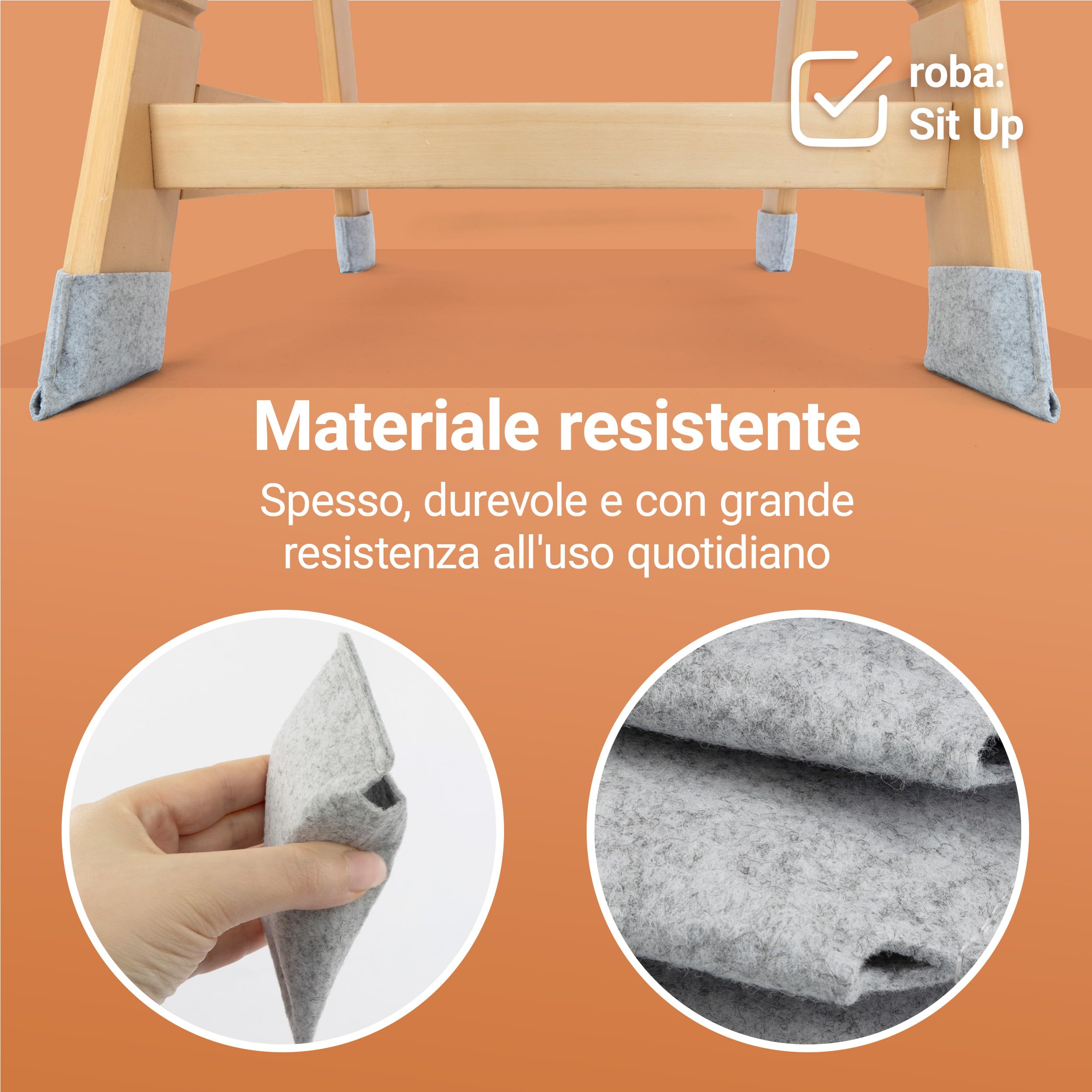 LaLoona Set Feltrini per Seggiolone 4 Protezioni Pavimento Compatibili con hauck Alpha Beta roba Sit Up Antigraffio Grigio